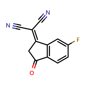 Chemical structure of 2-(6-Fluoro-3-oxo-2,3-dihydro-1H-inden-1-ylidene)malononitrile , CAS 507484-54-0, AChemBlock AD289556