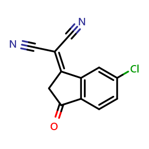 Chemical structure of 2-(6-Chloro-3-oxo-2,3-dihydro-1H-inden-1-ylidene)malononitrile , CAS 507484-48-2, AChemBlock AD289557