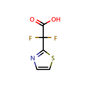 Chemical structure of 2,2-Difluoro-2-(thiazol-2-yl)acetic acid , CAS 1803570-24-2, AChemBlock AD289566