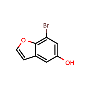 Chemical structure of 7-bromobenzofuran-5-ol , CAS 603311-31-5, AChemBlock AD289572
