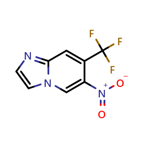Chemical structure of 6-Nitro-7-(trifluoromethyl)imidazo[1,2-a]pyridine , CAS 2383845-26-7, AChemBlock AD289580