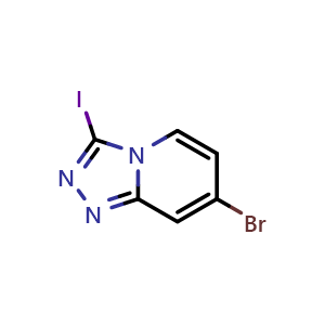 Chemical structure of 7-bromo-3-iodo-[1,2,4]triazolo[4,3-a]pyridine , CAS 1956330-95-2, AChemBlock AD289581