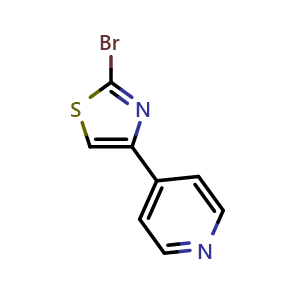 Chemical structure of 2-bromo-4-(pyridin-4-yl)thiazole , CAS 886371-01-3, AChemBlock AD289589