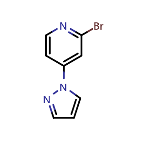 Chemical structure of 2-bromo-4-(1H-pyrazol-1-yl)pyridine , CAS 1159815-42-5, AChemBlock AD289606