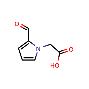 Chemical structure of 2-(2-Formyl-1H-pyrrol-1-yl)acetic acid , CAS 67451-42-7, AChemBlock AD289611
