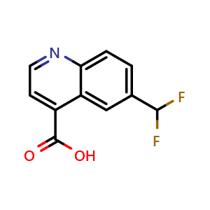 Chemical structure of 6-(difluoromethyl)quinoline-4-carboxylic acid , CAS 3024018-17-2, AChemBlock AD289619