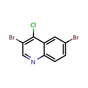 Chemical structure of 3,6-Dibromo-4-chloroquinoline , CAS 927801-19-2, AChemBlock AD289622