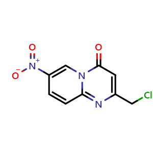 Chemical structure of 2-(Chloromethyl)-7-nitro-4H-pyrido[1,2-a]pyrimidin-4-one , CAS 1172965-82-0, AChemBlock AD289624