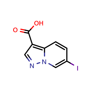 Chemical structure of 6-Iodo-pyrazolo[1,5-a]pyridine-3-carboxylic acid , CAS 1220039-46-2, AChemBlock AD289635