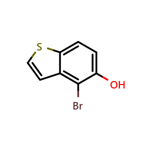 Chemical structure of 4-Bromobenzo[b]thiophen-5-ol , CAS 21240-83-5, AChemBlock AD289639
