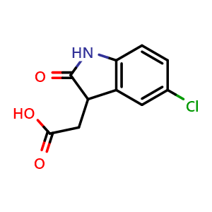 Chemical structure of 2-(5-Chloro-2-oxo-2,3-dihydro-1h-indol-3-yl)acetic acid , CAS 1228552-97-3, AChemBlock AD289654