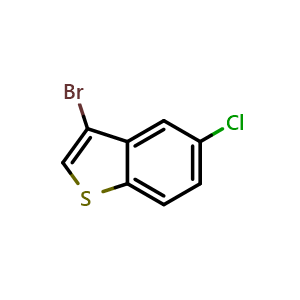 Chemical structure of 3-bromo-5-chlorobenzo[b]thiophene , CAS 32969-26-9, AChemBlock AD289655