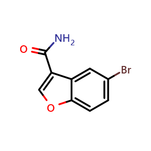 Chemical structure of 5-Bromobenzofuran-3-carboxamide , CAS 2177262-09-6, AChemBlock AD289663
