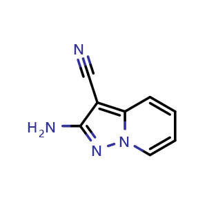 Chemical structure of 2-Aminopyrazolo[1,5-a]pyridine-3-carbonitrile , CAS 864365-51-5, AChemBlock AD289665