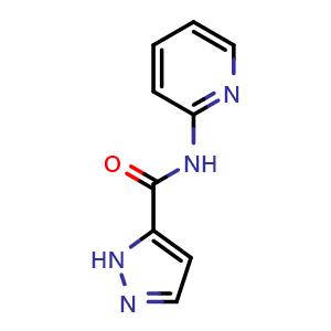 Chemical structure of N-(Pyridin-2-yl)-1H-pyrazole-5-carboxamide , CAS 763107-46-6, AChemBlock AD289673