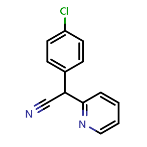 Chemical structure of 2-(4-Chlorophenyl)-2-(pyridin-2-yl)acetonitrile , CAS 5005-37-8, AChemBlock AD289675