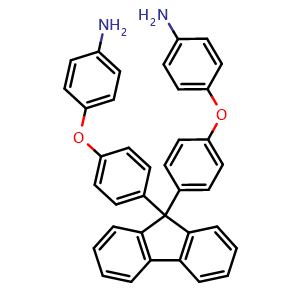 Chemical structure of 4,4'-(((9H-Fluorene-9,9-diyl)bis(4,1-phenylene))bis(oxy))dianiline , CAS 47823-88-1, AChemBlock AD289691
