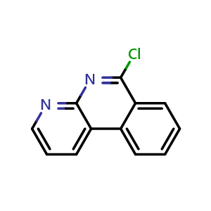 Chemical structure of 6-chlorobenzo[c][1,8]naphthyridine , CAS 1416438-36-2, AChemBlock AD289694