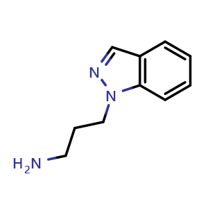 Chemical structure of 3-Indazol-1-yl-propylamine , CAS 933744-08-2, AChemBlock AD289695