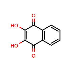 Chemical structure of 2,3-Dihydroxy-1,4-naphthoquinone , CAS 605-37-8, AChemBlock AD289716