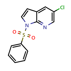 Chemical structure of 5-Chloro-1-(phenylsulfonyl)-1H-pyrrolo[2,3-b]pyridine , CAS 1015608-87-3, AChemBlock AD289726
