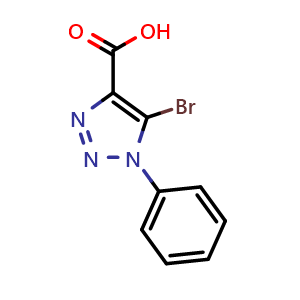 Chemical structure of 5-Bromo-1-phenyl-1H-1,2,3-triazole-4-carboxylic acid , CAS 1779766-11-8, AChemBlock AD289735