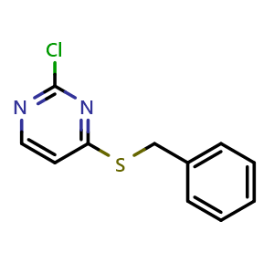 Chemical structure of 4-(Benzylthio)-2-chloropyrimidine , CAS 1249555-98-3, AChemBlock AD289740