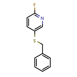Chemical structure of 5-(benzylsulfanyl)-2-fluoropyridine , CAS 2185842-21-9, AChemBlock AD289741