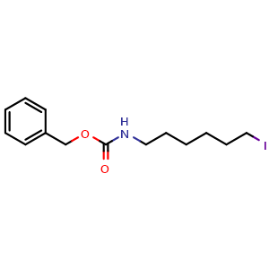 Chemical structure of benzyl (6-iodohexyl)carbamate , CAS 51224-11-4, AChemBlock AD289756
