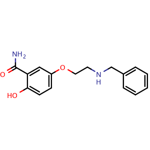 Chemical structure of 5-(2-(Benzylamino)ethoxy)-2-hydroxybenzamide , CAS 76813-69-9, AChemBlock AD289764