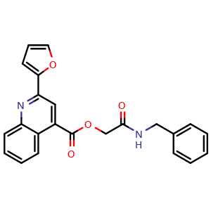 Chemical structure of 2-(Benzylamino)-2-oxoethyl 2-(furan-2-yl)quinoline-4-carboxylate , CAS 380173-16-0, AChemBlock AD289766