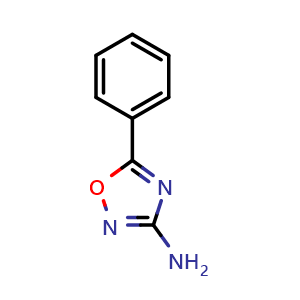 Chemical structure of 3-Amino-5-phenyl-1,2,4-oxadiazole , CAS 7788-14-9, AChemBlock AD289782