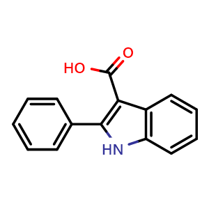 Chemical structure of 2-Phenyl-1H-indole-3-carboxylic acid , CAS 59050-38-3, AChemBlock AD289798