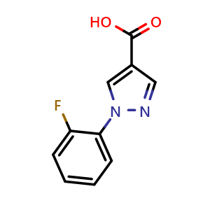 Chemical structure of 1-(2-Fluorophenyl)-1H-pyrazole-4-carboxylic acid , CAS 1134310-63-6, AChemBlock AD289821
