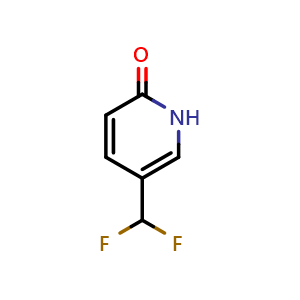 Chemical structure of 5-(Difluoromethyl)pyridin-2(1H)-one , CAS 1402550-75-7, AChemBlock AD289836