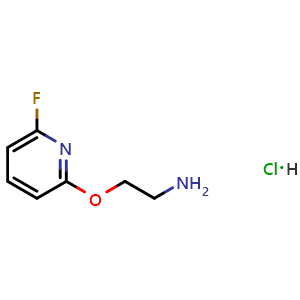 Chemical structure of 2-((6-fluoropyridin-2-yl)oxy)ethan-1-amine  hydrochloride , CAS 2170564-33-5, AChemBlock AD289853