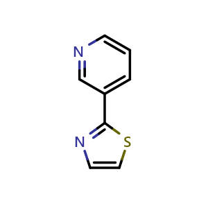 Chemical structure of 3-Thiazol-2-yl-pyridine , CAS 53911-41-4, AChemBlock AD289858