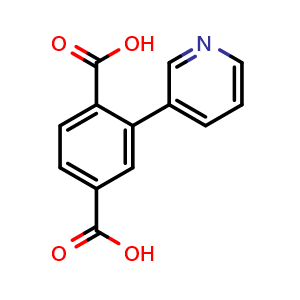Chemical structure of 2-(Pyridin-3-yl)terephthalic acid , CAS 1238617-38-3, AChemBlock AD289862