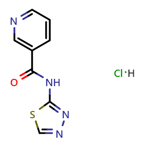 Chemical structure of N-(1,3,4-Thiadiazol-2-yl)nicotinamide hydrochloride , CAS 1313731-98-4, AChemBlock AD289864
