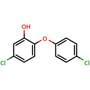 Chemical structure of 5-Chloro-2-(4-chlorophenoxy)phenol , CAS 3380-30-1, AChemBlock AD289869