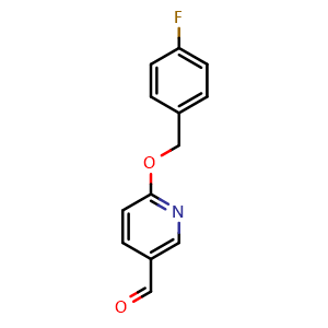 Chemical structure of 6-((4-Fluorobenzyl)oxy)nicotinaldehyde , CAS 936343-09-8, AChemBlock AD289877
