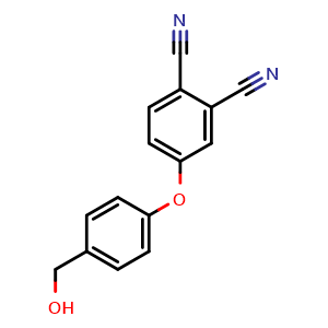 Chemical structure of 4-(4-(Hydroxymethyl)phenoxy)phthalonitrile , CAS 649553-07-1, AChemBlock AD289878