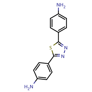 Chemical structure of 4,4'-(1,3,4-Thiadiazole-2,5-diyl)dianiline , CAS 2642-62-8, AChemBlock AD289890