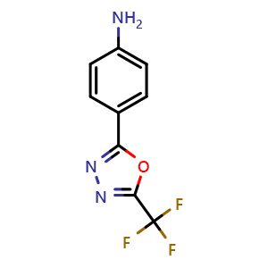 Chemical structure of 4-(5-(Trifluoromethyl)-1,3,4-oxadiazol-2-yl)aniline , CAS 904643-35-2, AChemBlock AD289891