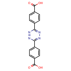 Chemical structure of 4,4'-(1,2,4,5-Tetrazine-3,6-diyl)dibenzoic acid , CAS 753031-26-4, AChemBlock AD289892