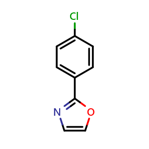 Chemical structure of 2-(4-Chlorophenyl)oxazole , CAS 46047-24-9, AChemBlock AD289895