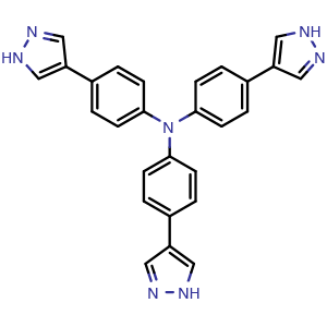 Chemical structure of Tris(4-(1H-pyrazol-4-yl)phenyl)amine , CAS 2172856-38-9, AChemBlock AD289899