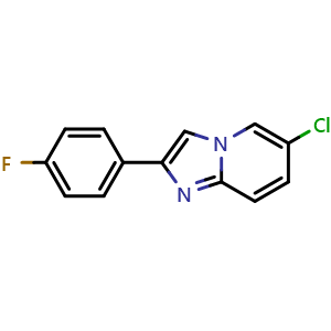 Chemical structure of 6-Chloro-2-(4-fluorophenyl)imidazo[1,2-a]pyridine , CAS 2069-47-8, AChemBlock AD289900