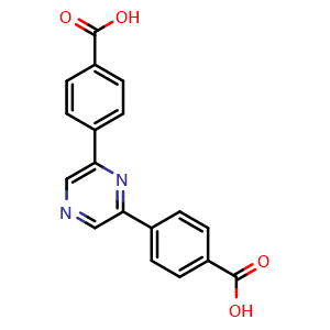 Chemical structure of 4-[6-(4-Carboxyphenyl)pyrazin-2-yl]benzoic acid , CAS 623157-25-5, AChemBlock AD289901