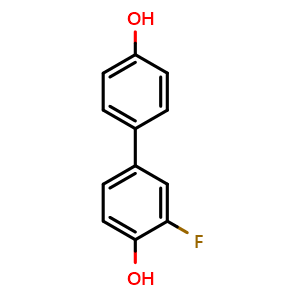 Chemical structure of 3-Fluoro-[1,1'-biphenyl]-4,4'-diol , CAS 885473-84-7, AChemBlock AD289912